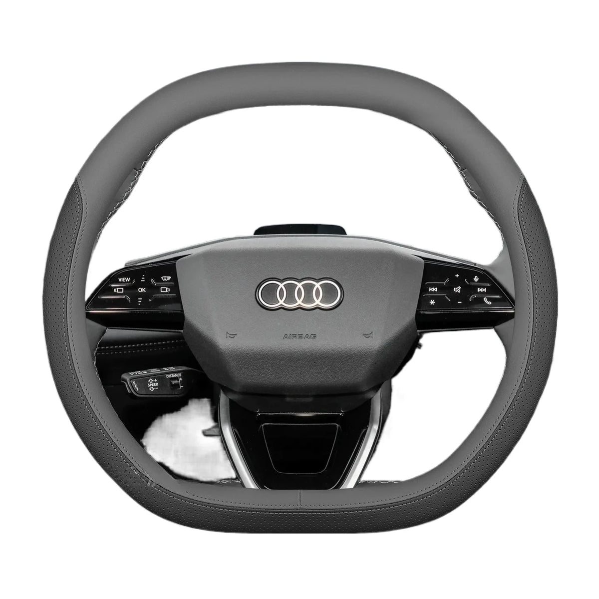 Audi Leather Steering Wheel Cover – Double D-Shape Fit for Q3, Q5, A3, A5, A6 & Q4 e-tron