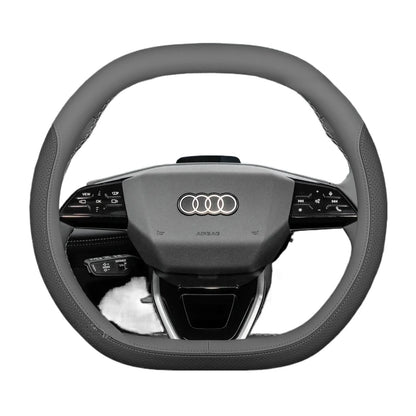 Audi Leather Steering Wheel Cover – Double D-Shape Fit for Q3, Q5, A3, A5, A6 & Q4 e-tron