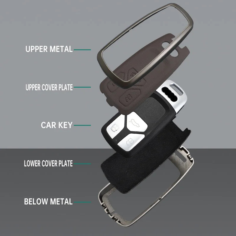 Zinc Alloy Leather Car Key Case Cover Audi A3 8P 8V 8L S3 RS3
