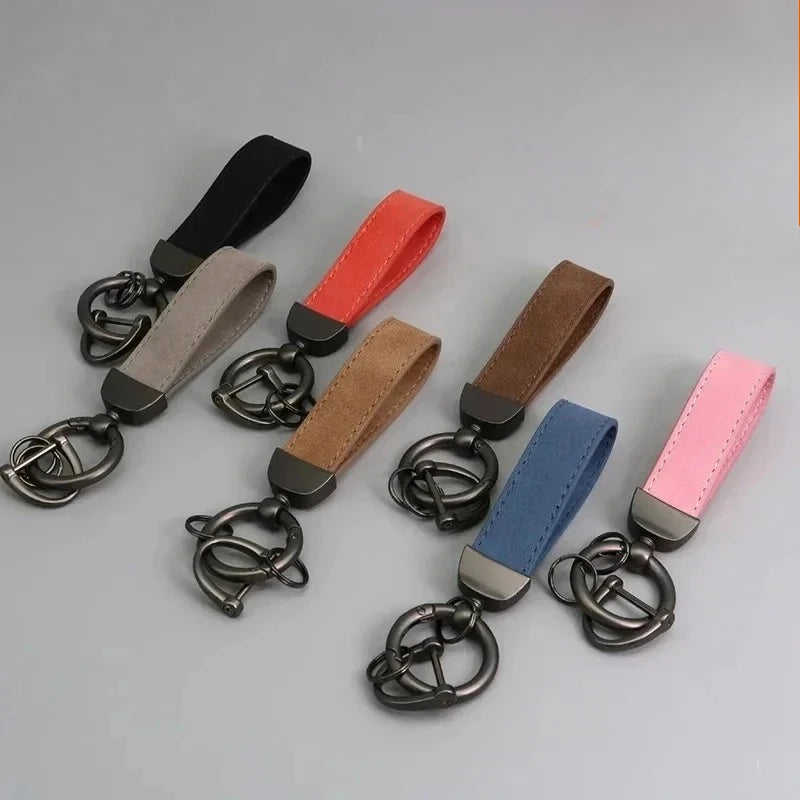 Custom Laser Engraved Suede Leather Keychain - Personalized Logo