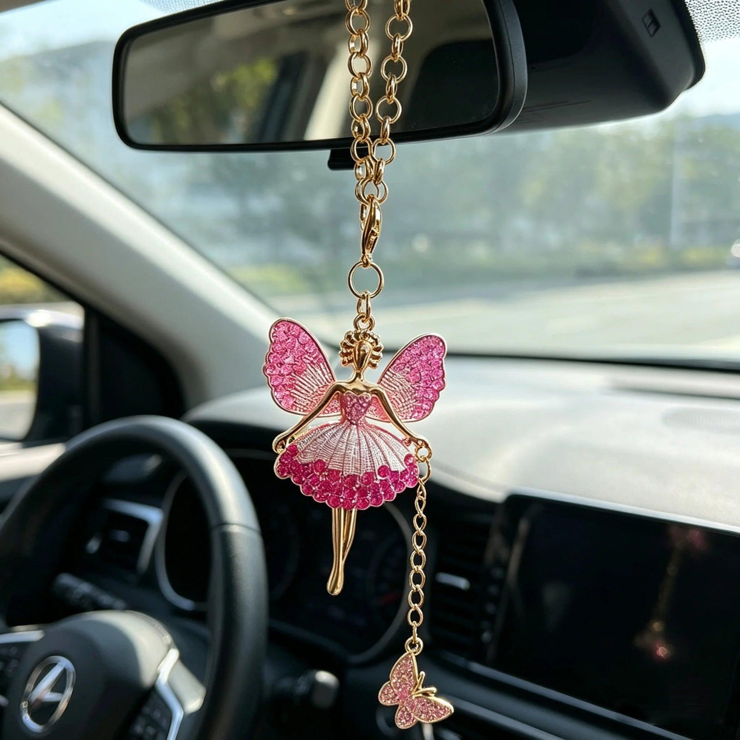 Diamond Crystal Angel Girl Rearview Mirror Pendant Car Interior