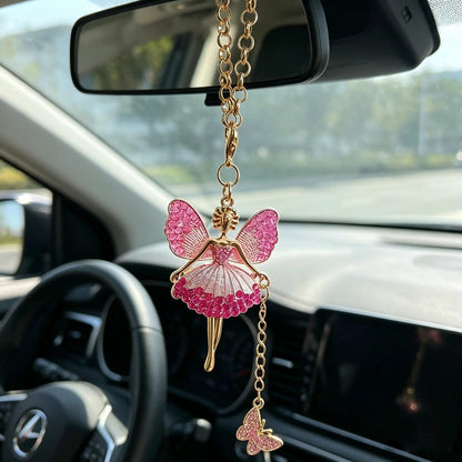 Diamond Crystal Angel Girl Rearview Mirror Pendant Car Interior