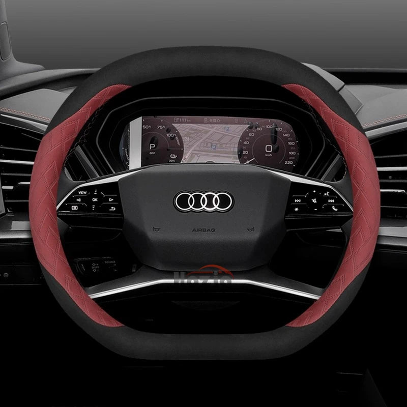 Leather Car Steering Wheel Cover for New Audi A3 8y Q7 q5 A5 B10 A1 rs3 s3 Sq5 Q8 Q4 Q3 A6 Etron 2025 Interior Accessories