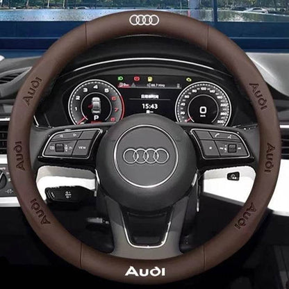 Audi Carbon Fiber Leather Steering Wheel Cover – A Series/Q Series/S & RS Series/ TT - O Carbon Brown
