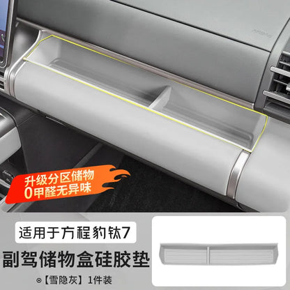 BYD Ti7 Front Passenger Silicone Storage Box with Cup Holder - Type A - Grey