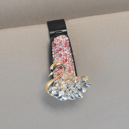 Rhinestone Car Sun Visor Sunglasses Holder - Cute Cartoon Crystal Clip