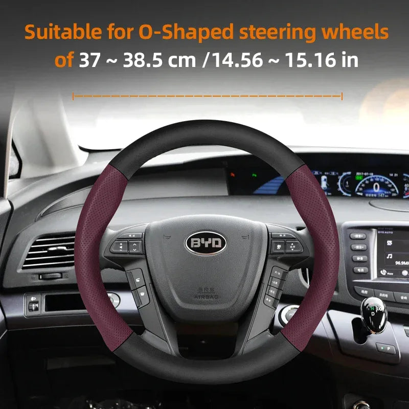 BYD Breathable Leather Carbon Fiber Steering Wheel Cover - Universal