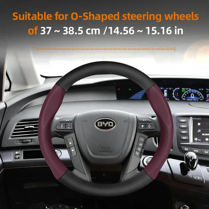 BYD Breathable Leather Carbon Fiber Steering Wheel Cover - Universal