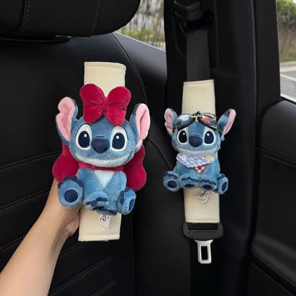 Stitch Car Seat Belt Shoulder Pads with Cute Doll Decoration