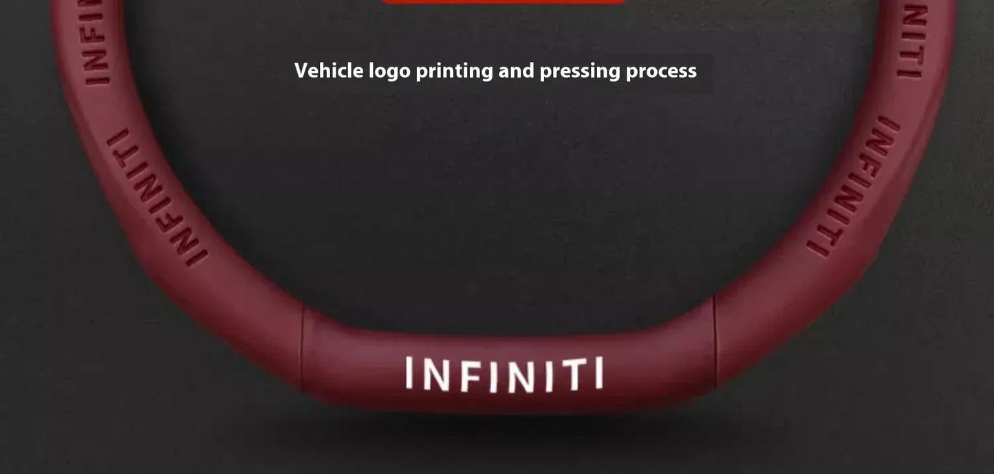 Infiniti Carbon Fiber Leather Steering Wheel Cover - O Leather Red