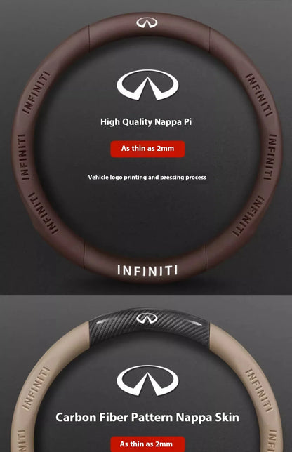 Infiniti Carbon Fiber Leather Steering Wheel Cover - O Leather Red