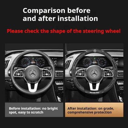 Mercedes-Benz Carbon Fiber Leather Steering Wheel Cover - D Beige