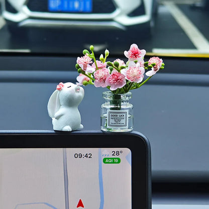 Bunny Floral Fragrance Car Console Ornament - A