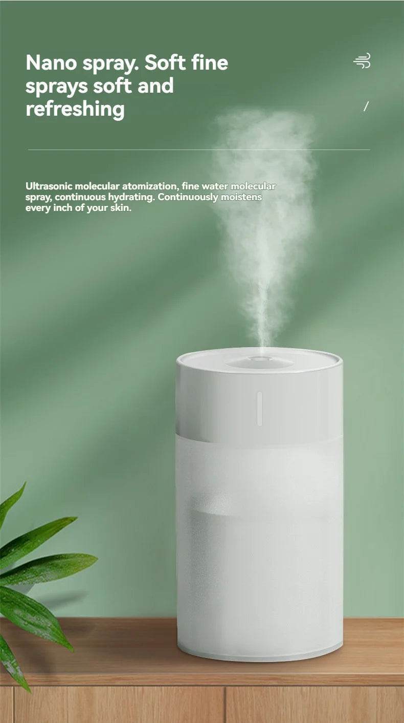 Portable USB Humidifier Diffuser with LED Light for Car & Home 260ML - White