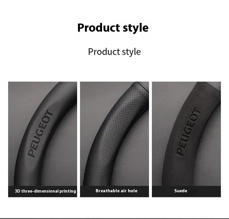 Peugeot Carbon Fiber Leather Steering Wheel Cover - Red Leather