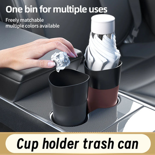Mini Leather Car Trash Can – Waterproof Dust Bin & Storage Box, Colorful Design - Dark brown / 500mL-1L