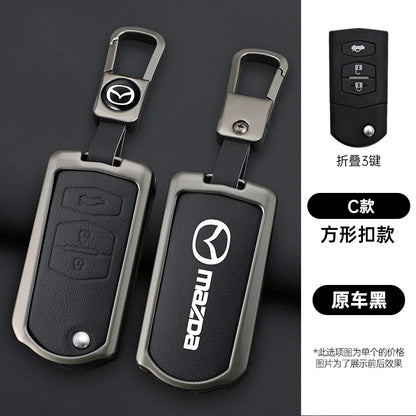 Genuine Leather Flip Key Case Cover for Mazda 2 3 5 6 8 CX5 CX7 CX9