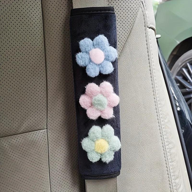 Car Seat Belt Shoulder Pads 2pcs Floral Anti-Strangle Protective