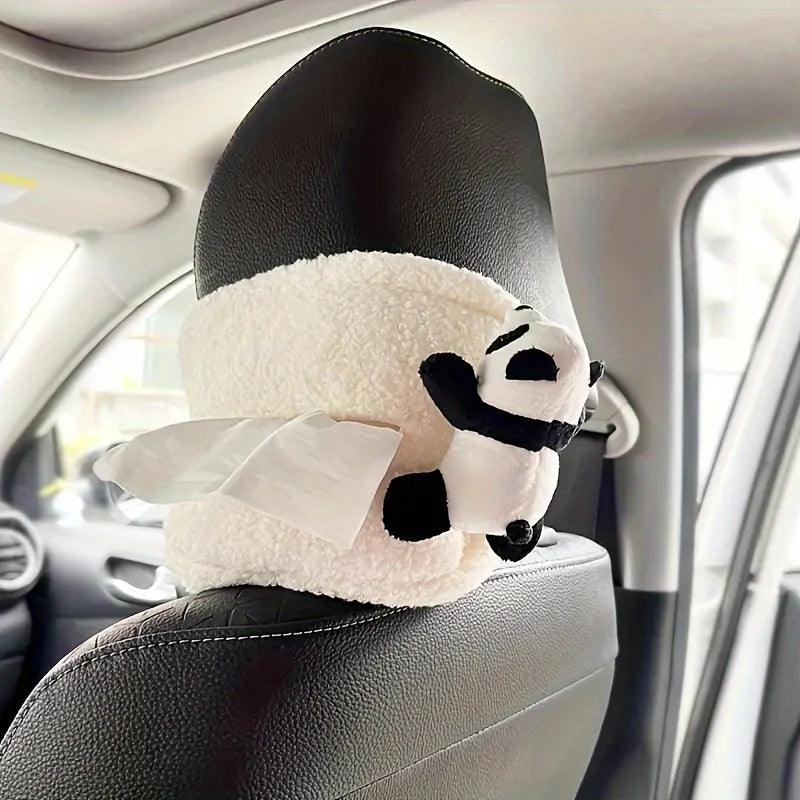 Panda Plush Car Tissue Box Holder