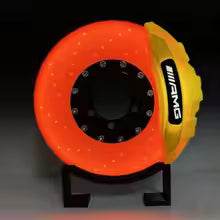 Car Brake Disc LED Light – Rotating Car Wheel Hub Ambient Lamp - AMG / Yellow Caliper