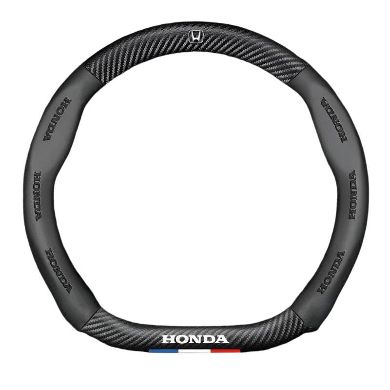HONDA Leather Steering Wheel Cover - Universal - Red D-shape