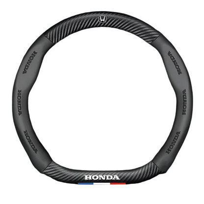 HONDA Leather Steering Wheel Cover - Universal - Red D-shape