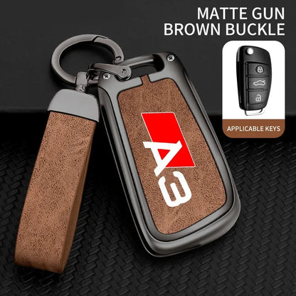 Zinc Alloy Leather Car Key Case Cover For Audi A3 S3 RS3 Keychain