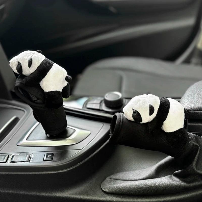 Soft Plush Panda Car Gear Shift Cover Hand Brake Case Interior Decor