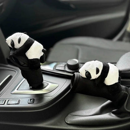 Soft Plush Panda Car Gear Shift Cover Hand Brake Case Interior Decor