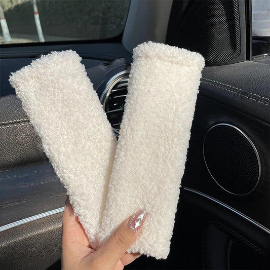2Pcs Cartoon Dog Wool Car Seat Belt Covers Soft Shoulder Pads
