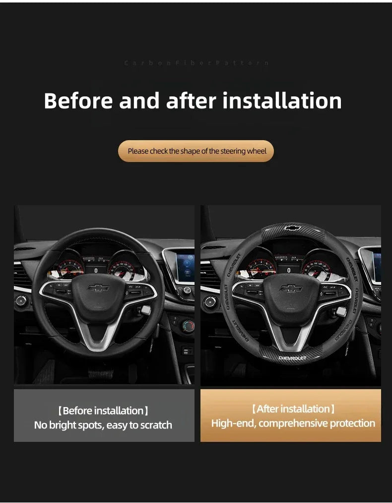 Chevrolet Cruze Silverado Tahoe 3D Embossed Steering Wheel Cover - Round Brown B