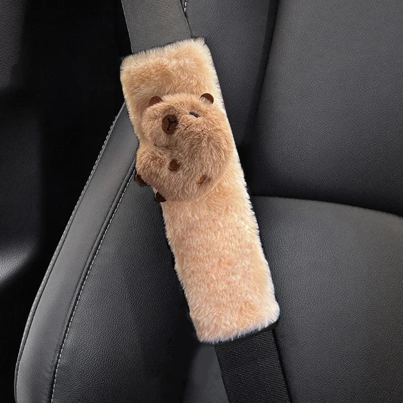 Capybara Plush Car Seat Belt Cover Universal Auto Safety Shoulder Pad