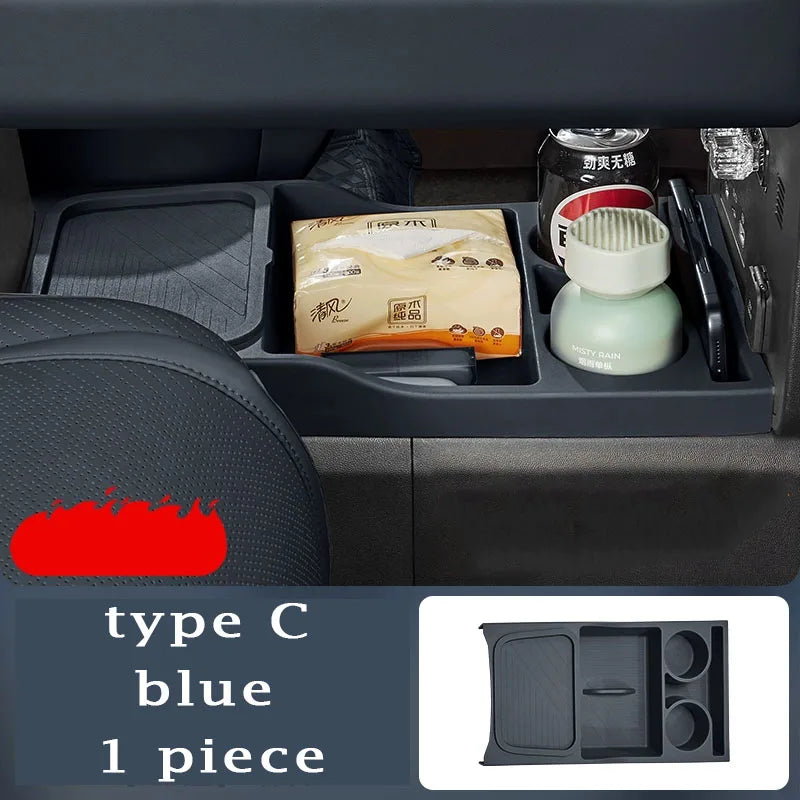 For BYD Ti7 Leopard Titanium 7 Accessories 2025 2026 Center Console Storage Box Double Layer Silicone Water Cup Storage Bo…