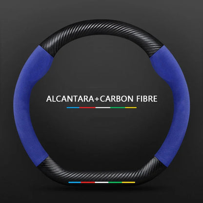 Napa Leather Universal Steering Wheel Cover - D Shape / Blue