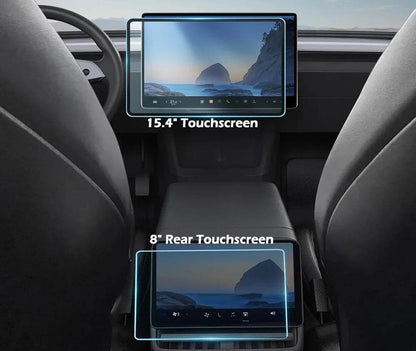 Glass Screen Protector for Tesla Model Y Juniper 2025+ | Center Console & Dashboard Touchscreen Accessories (2-Piece Full Set) - HD 2pcs