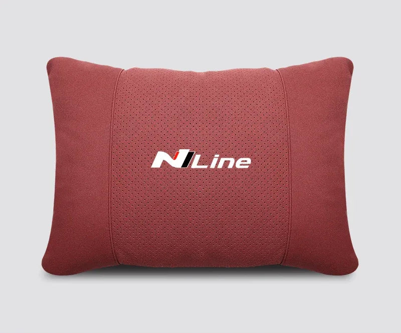 Hyundai N Line Soft Car Neck Headrest & Lumbar Support Pillow - Red Lumbar