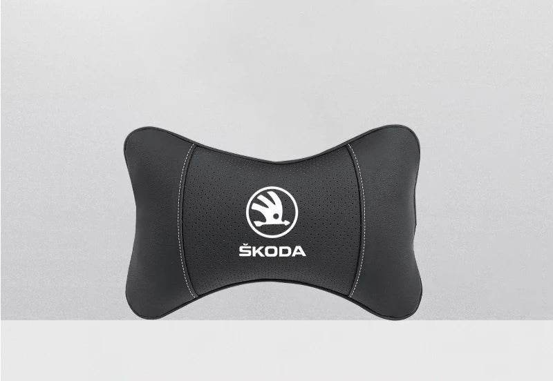 Car Seat Neck Pillow for Skoda – Compatible with Octavia, Superb, Rapid, Kodiaq, Karoq, Fabia, Kamiq & More - Mocha Brown