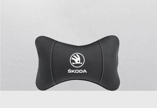 Car Seat Neck Pillow for Skoda – Compatible with Octavia, Superb, Rapid, Kodiaq, Karoq, Fabia, Kamiq & More - Mocha Brown