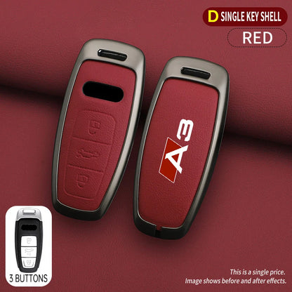 Zinc Alloy Leather Car Key Case Cover Audi A3 8P 8V 8L S3 RS3