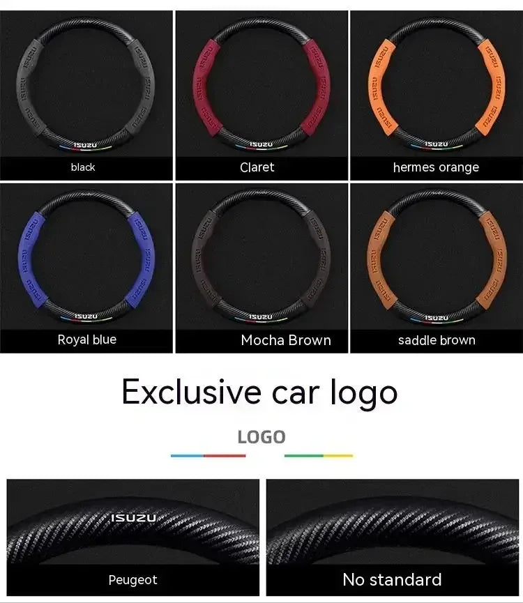 Isuzu Suede Carbon Fiber Steering Wheel Cover - Black