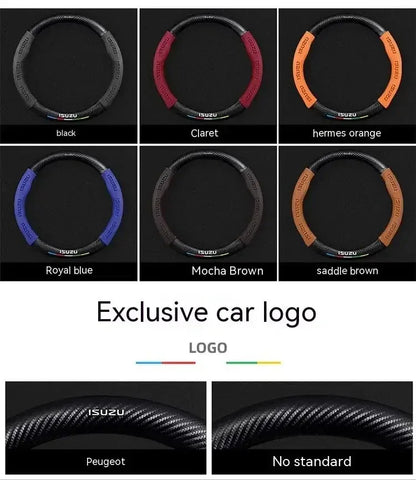 Isuzu Suede Carbon Fiber Steering Wheel Cover - Black