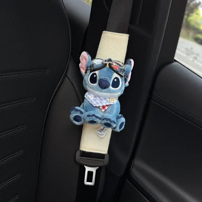 Stitch Car Seat Belt Shoulder Pads with Cute Doll Decoration