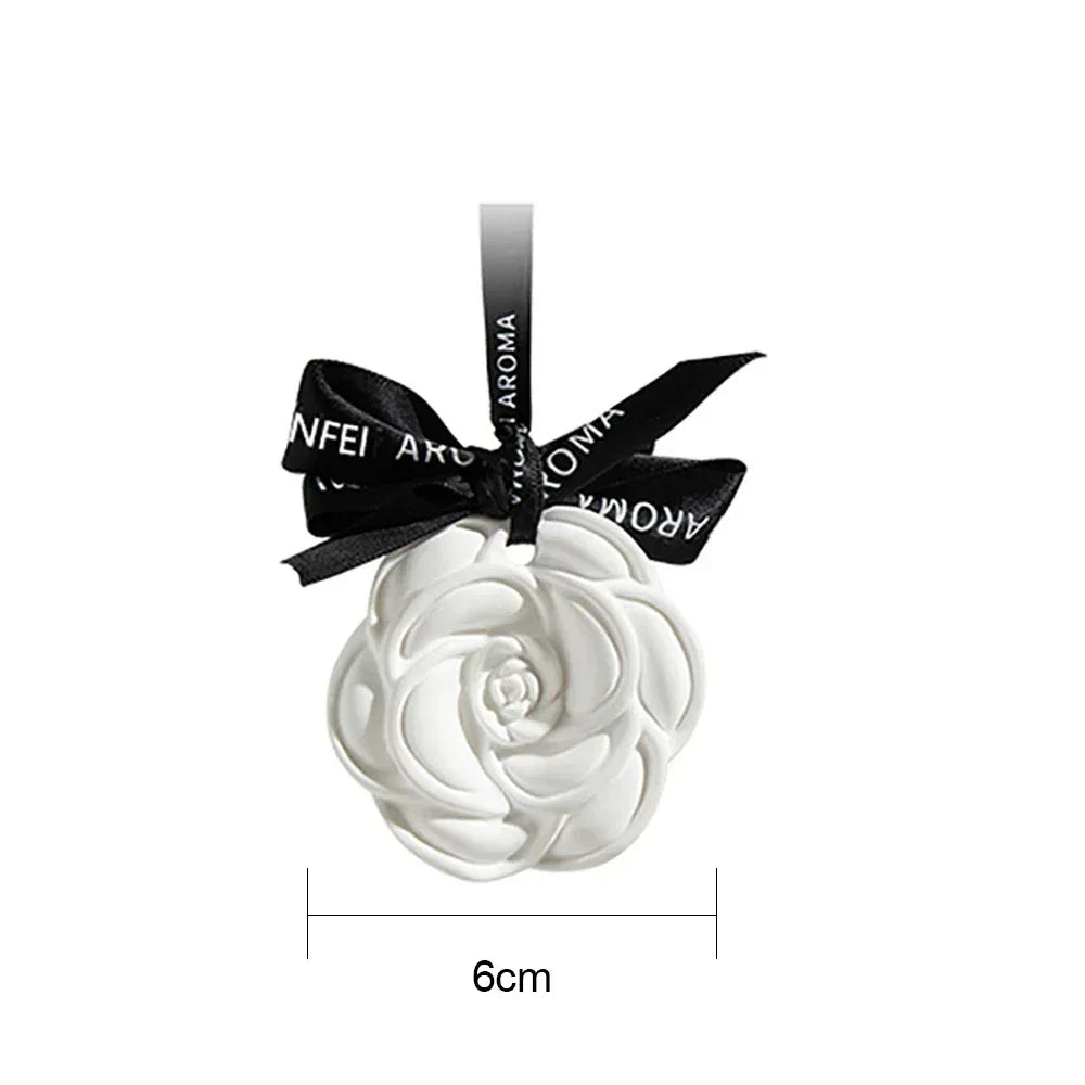 White Flower Hanging Car Air Freshener Perfume - A