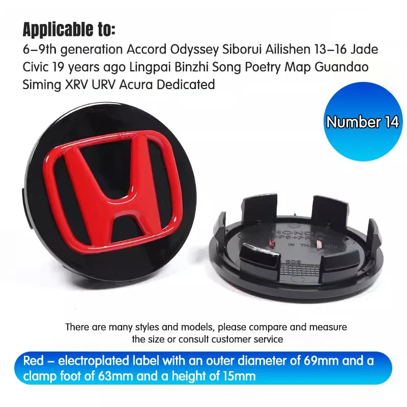4Pcs Honda Wheel Center Hub Caps 69mm 62mm 58mm