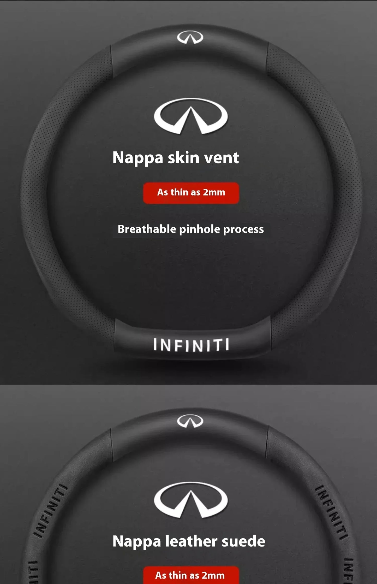 Infiniti Carbon Fiber Leather Steering Wheel Cover - O Leather Red