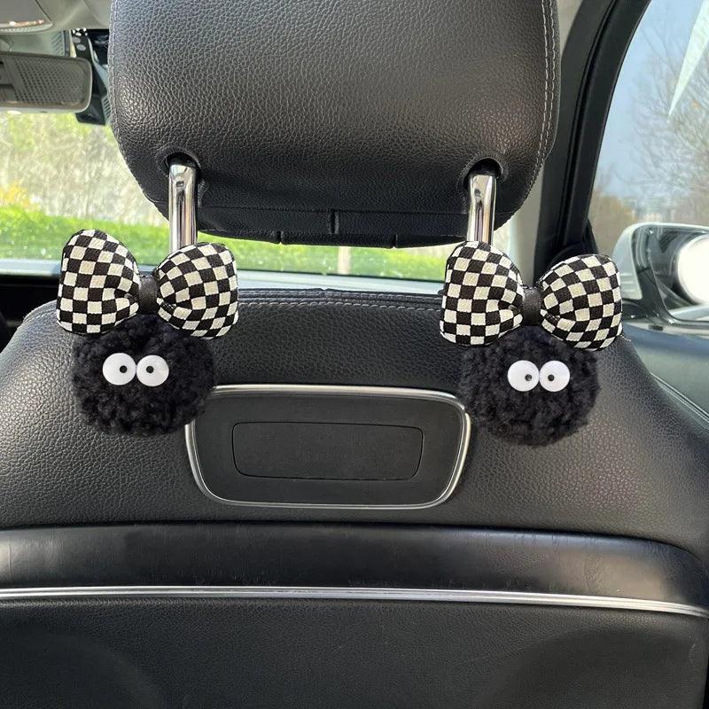 Black Coal Ball Car Seat Hooks - 2PC Headrest Storage Organizer