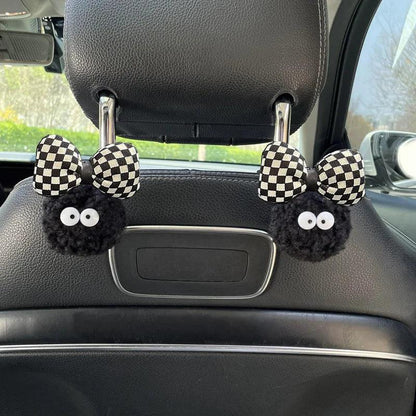 Black Coal Ball Car Seat Hooks - 2PC Headrest Storage Organizer