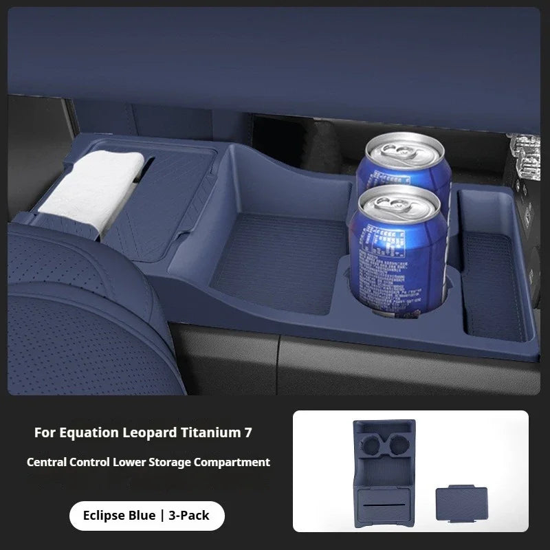 BYD Ti7 Lower Centre Console Silicone Storage Box - Blue / Just For Left Drive