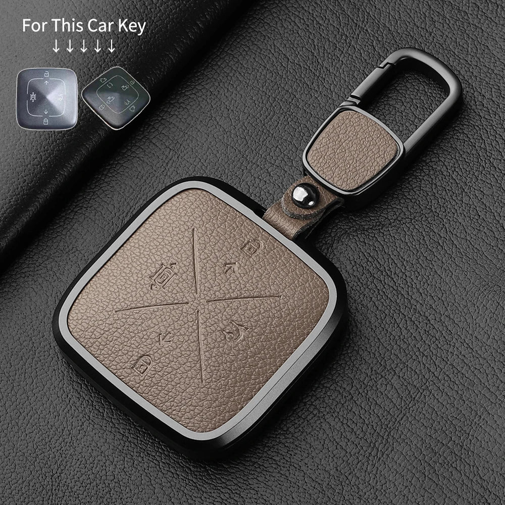 8 Button Aluminum Goatskin Key Case Cover for Zeekr X 001 009