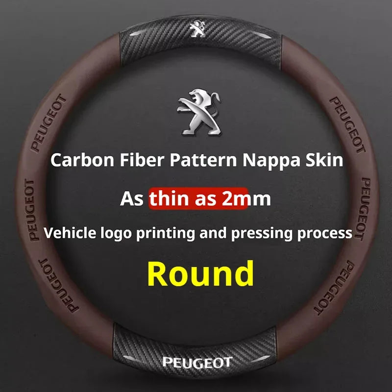 Peugeot Leather Steering Wheel Cover - Round Brown A